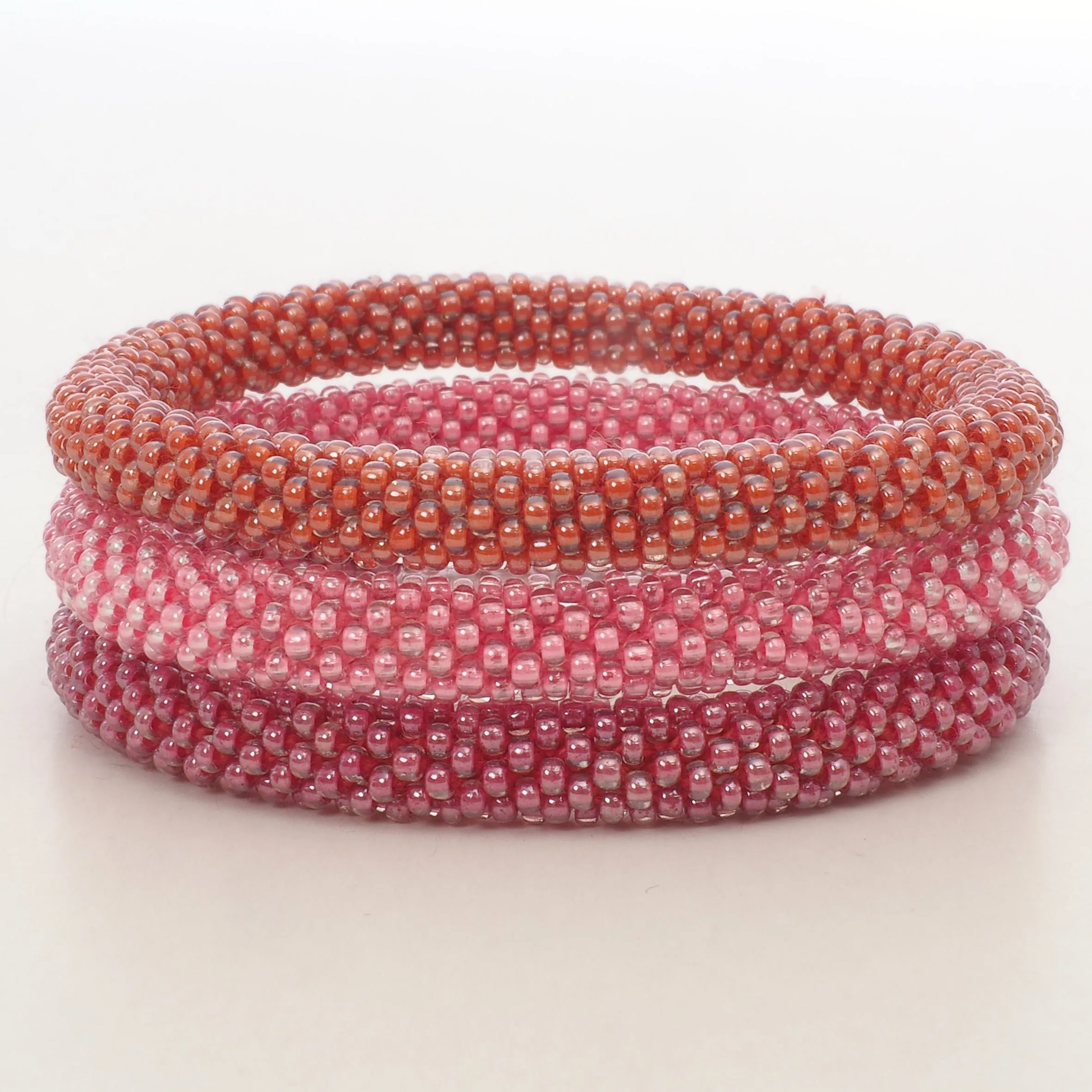 Beaded Bracelet Set of 3 - Mix of Shiny Pink
