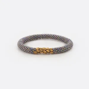 Beaded Bracelet With Brass - Transparent Silver Shiny