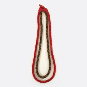 Beaded Double-String Necklace – Red With Golden Dots & Gold