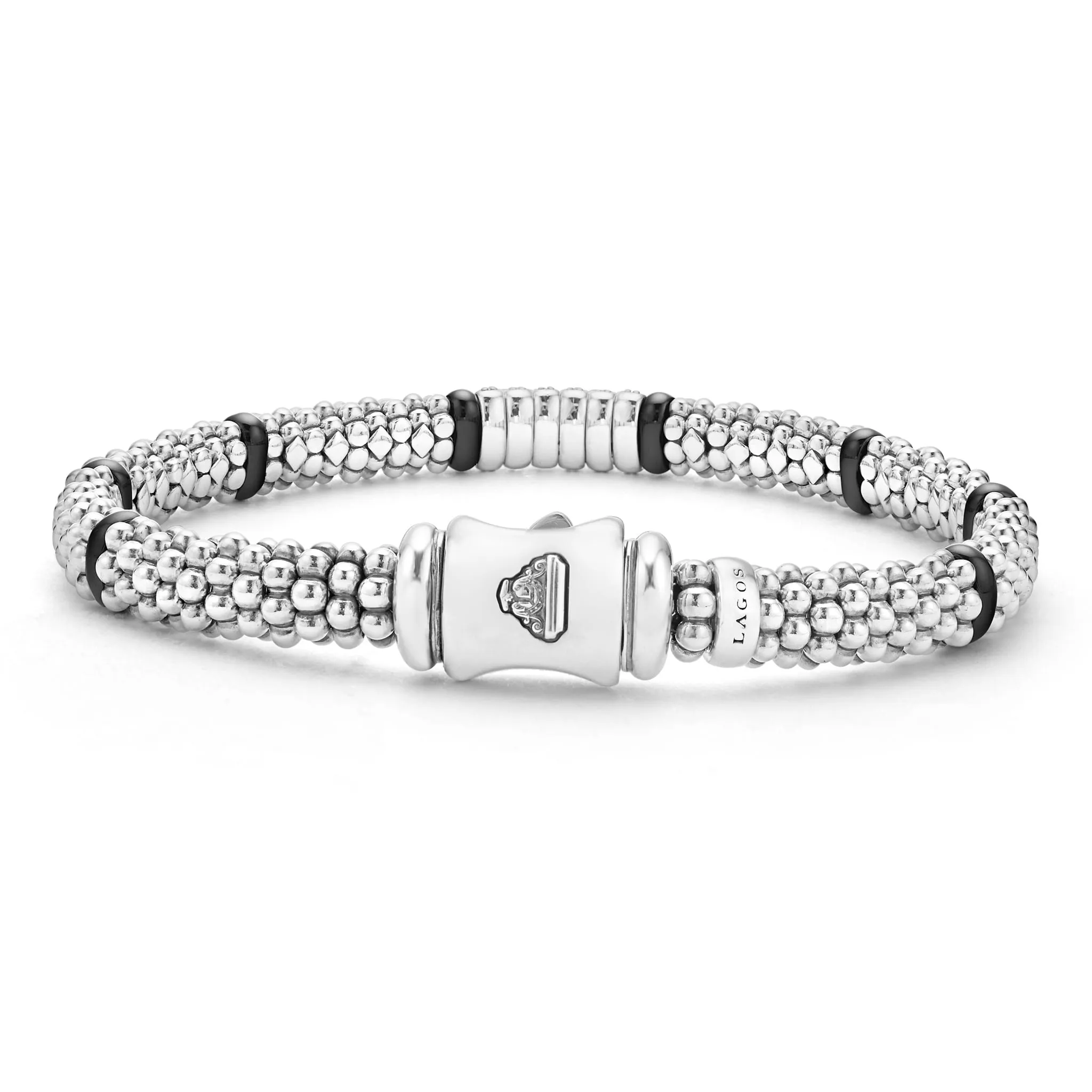 Black Caviar Black Six Station Diamond Caviar Bracelet | 6mm