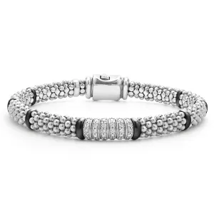 Black Caviar Black Six Station Diamond Caviar Bracelet | 6mm