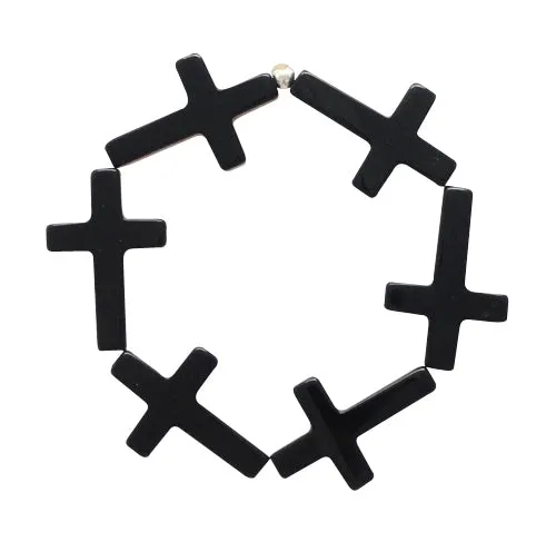 Black onyx cross bracelet