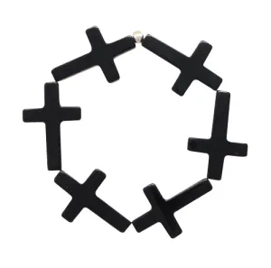 Black onyx cross bracelet