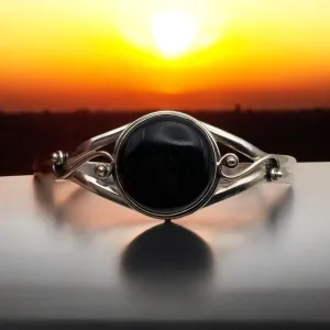 Black Onyx Solid 925 Sterling Silver Cuff Bracelet