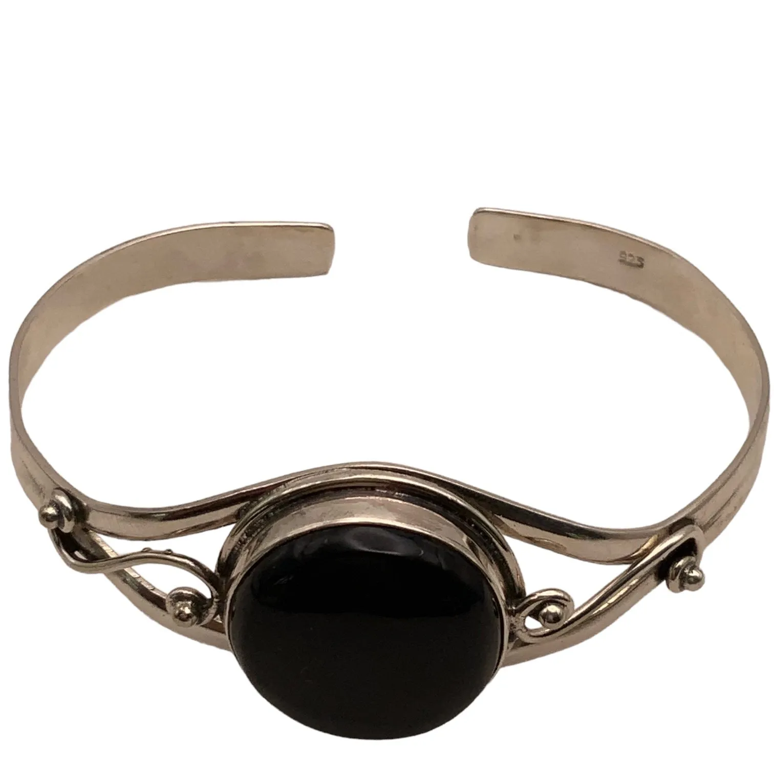 Black Onyx Solid 925 Sterling Silver Cuff Bracelet