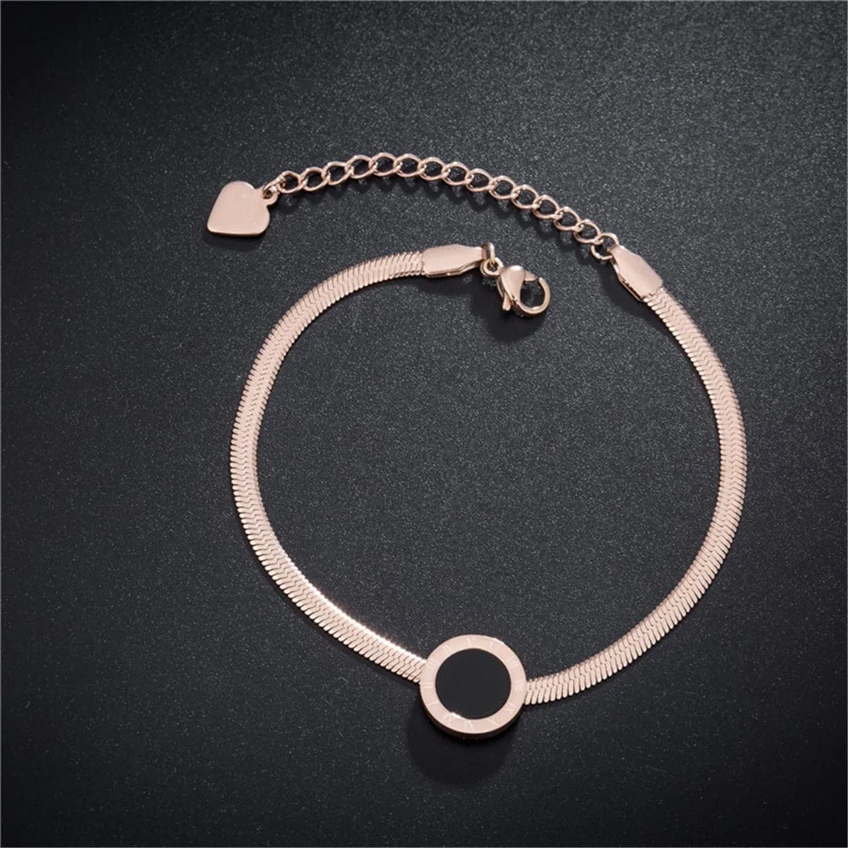Black Shell & 18K Rose Gold-Plated Roman Numeral Bracelet