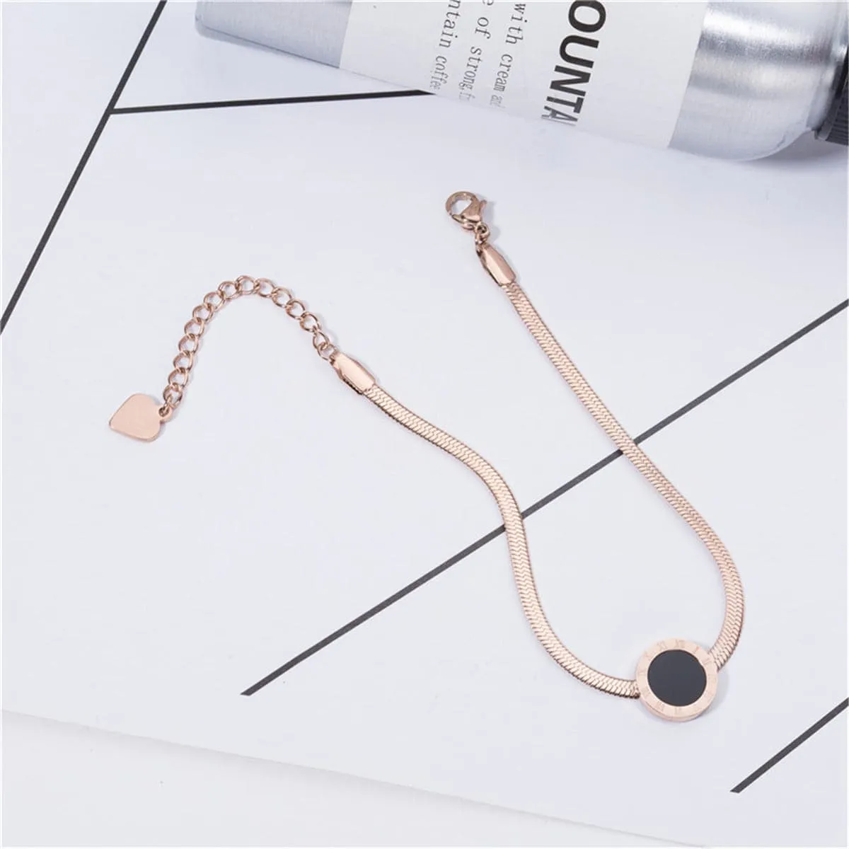 Black Shell & 18K Rose Gold-Plated Roman Numeral Bracelet