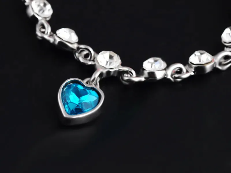 Blue Crystal Heart Bracelet for Women
