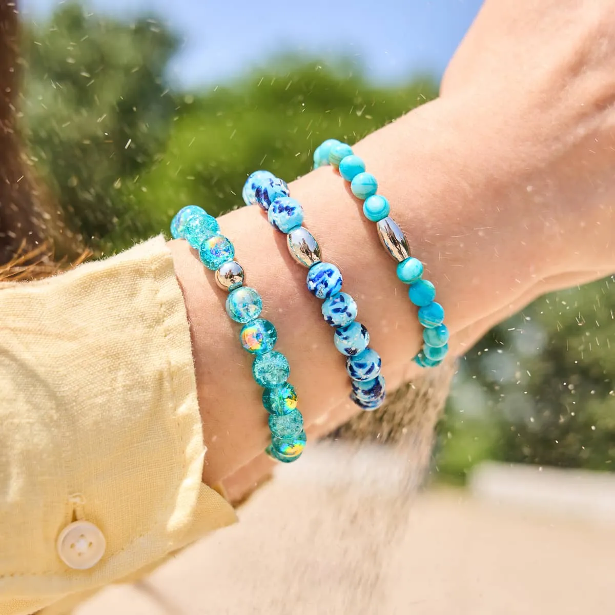 Blue Curacao | .925 Sterling Silver | Bubble Glass Bracelet