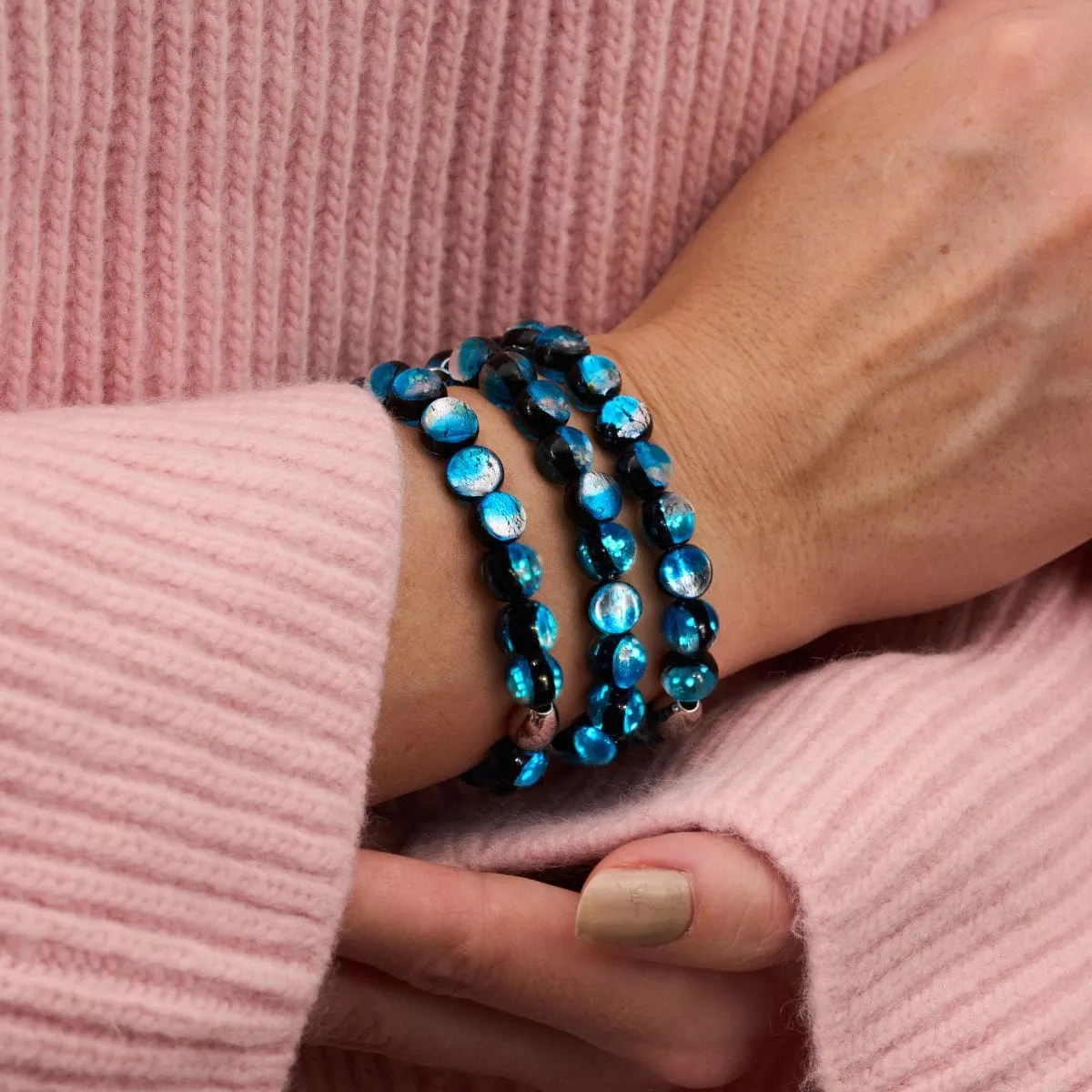 Blue Eclipse | .925 Sterling Silver | Lunar Glass Bracelet