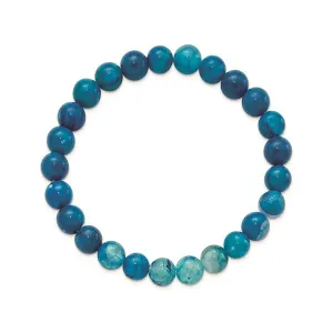 Blue Fire Agate Beaded Stretch Bracelet