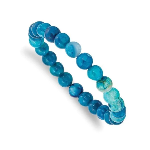 Blue Fire Agate Beaded Stretch Bracelet