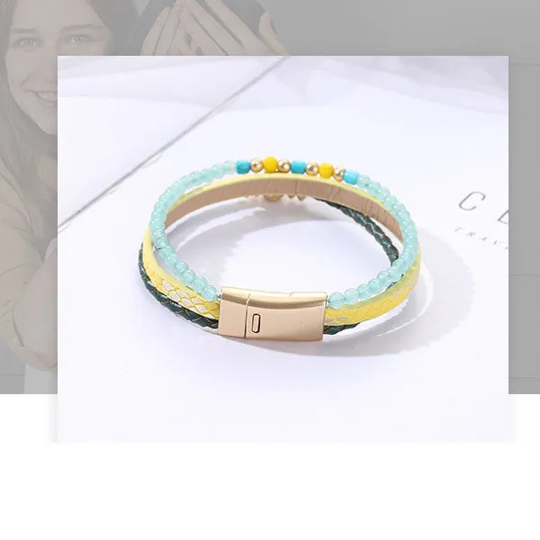 Blue Layered Beads Tassel Bracelet