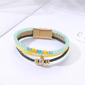 Blue Layered Beads Tassel Bracelet