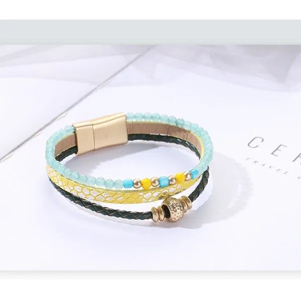 Blue Layered Beads Tassel Bracelet
