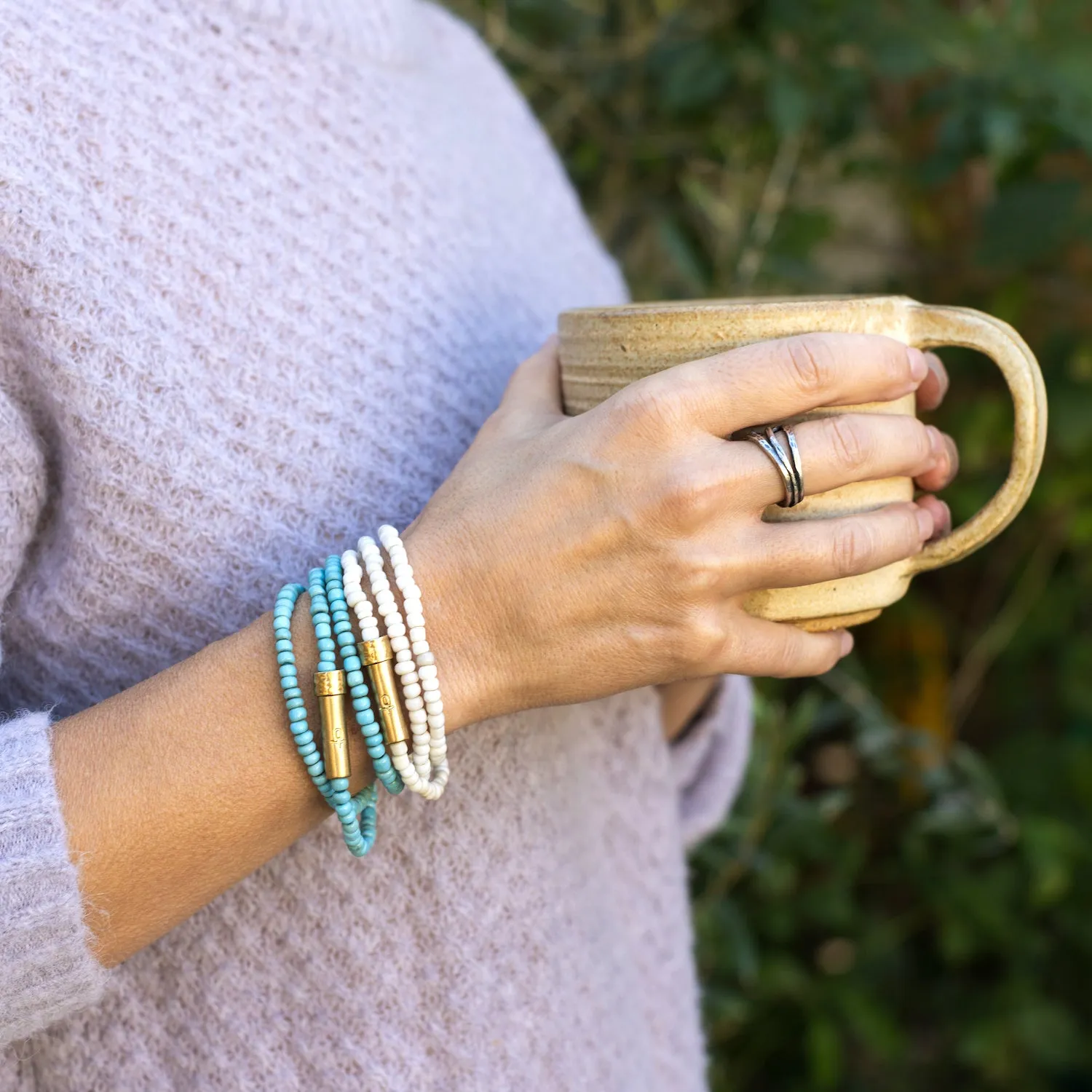 Blue Seed Wrap Bracelet / Wish Necklace