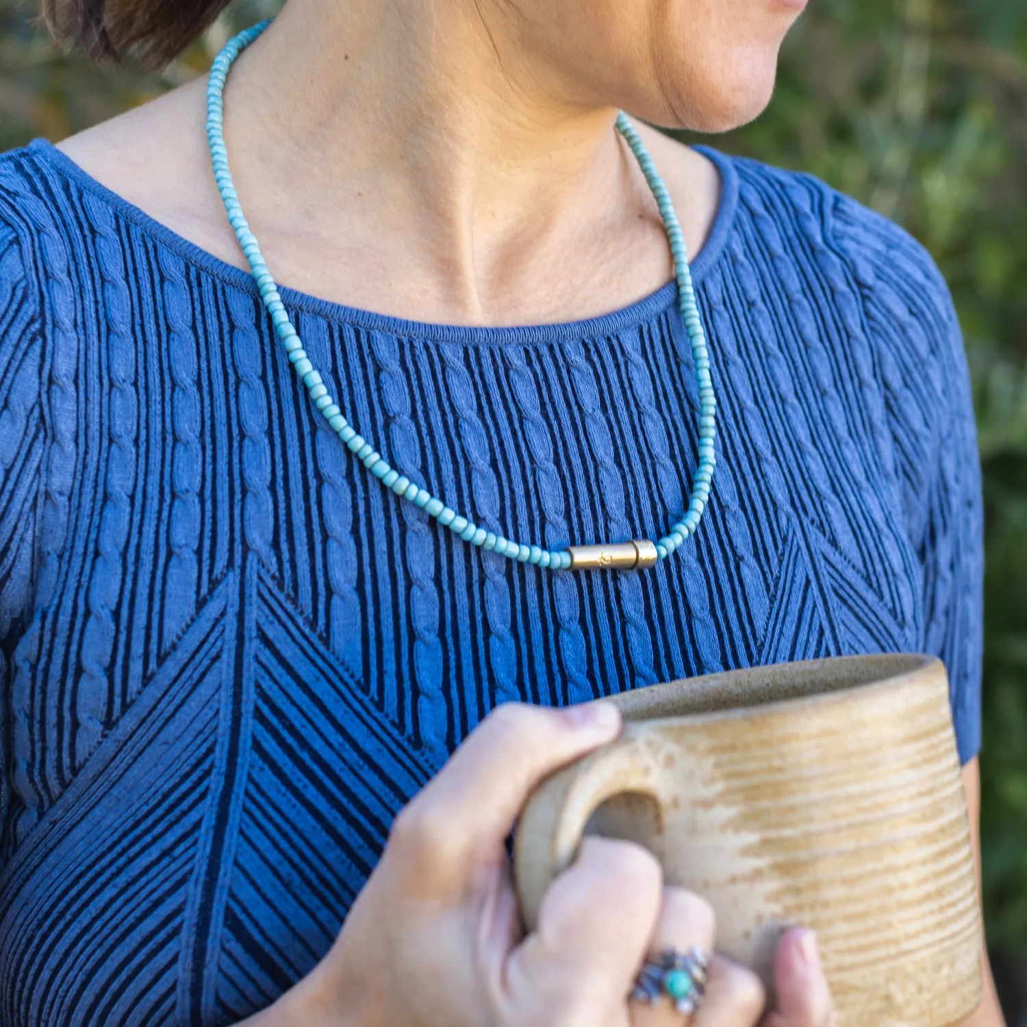 Blue Seed Wrap Bracelet / Wish Necklace
