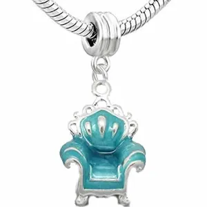 Blue Sofa Charm Dangle Bead for Snake Chain Bracelet