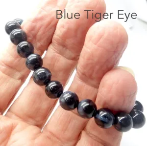 Blue Tiger Eye or Hawks Eye Stretch Bracelet