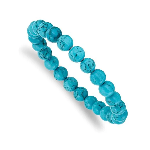 Blue Turquoise Agate (8mm) Beaded Stretch Bracelet