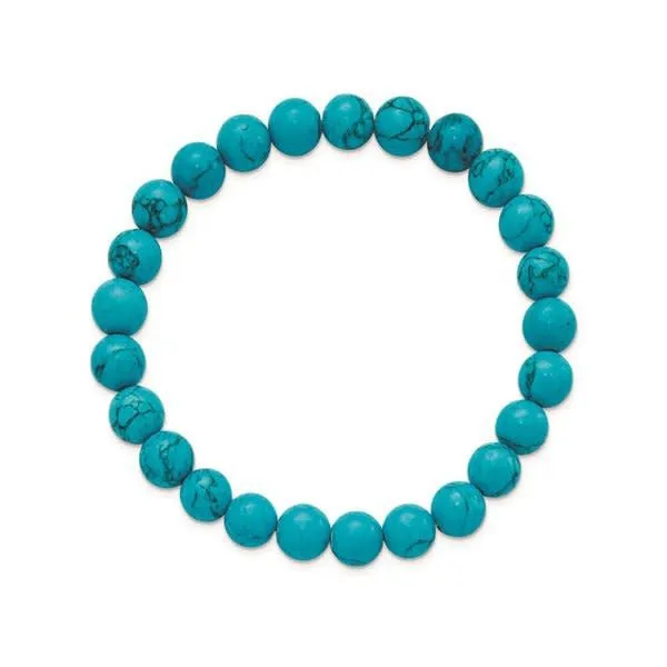 Blue Turquoise Agate (8mm) Beaded Stretch Bracelet