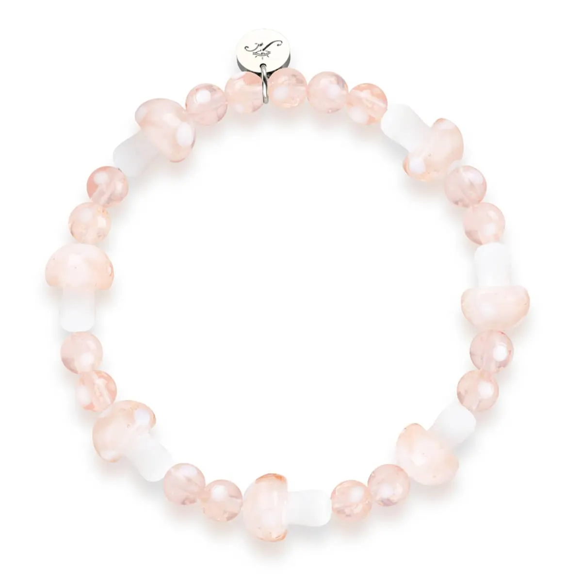 Blush | .925 Sterling Silver | Deluxe Firefly Glass Mushroom Bracelet