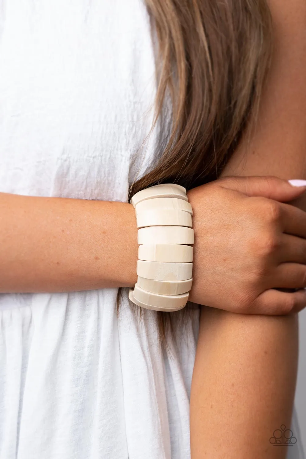 Boardwalk Bonanza - White (Natural-Colored Wood) Bracelet
