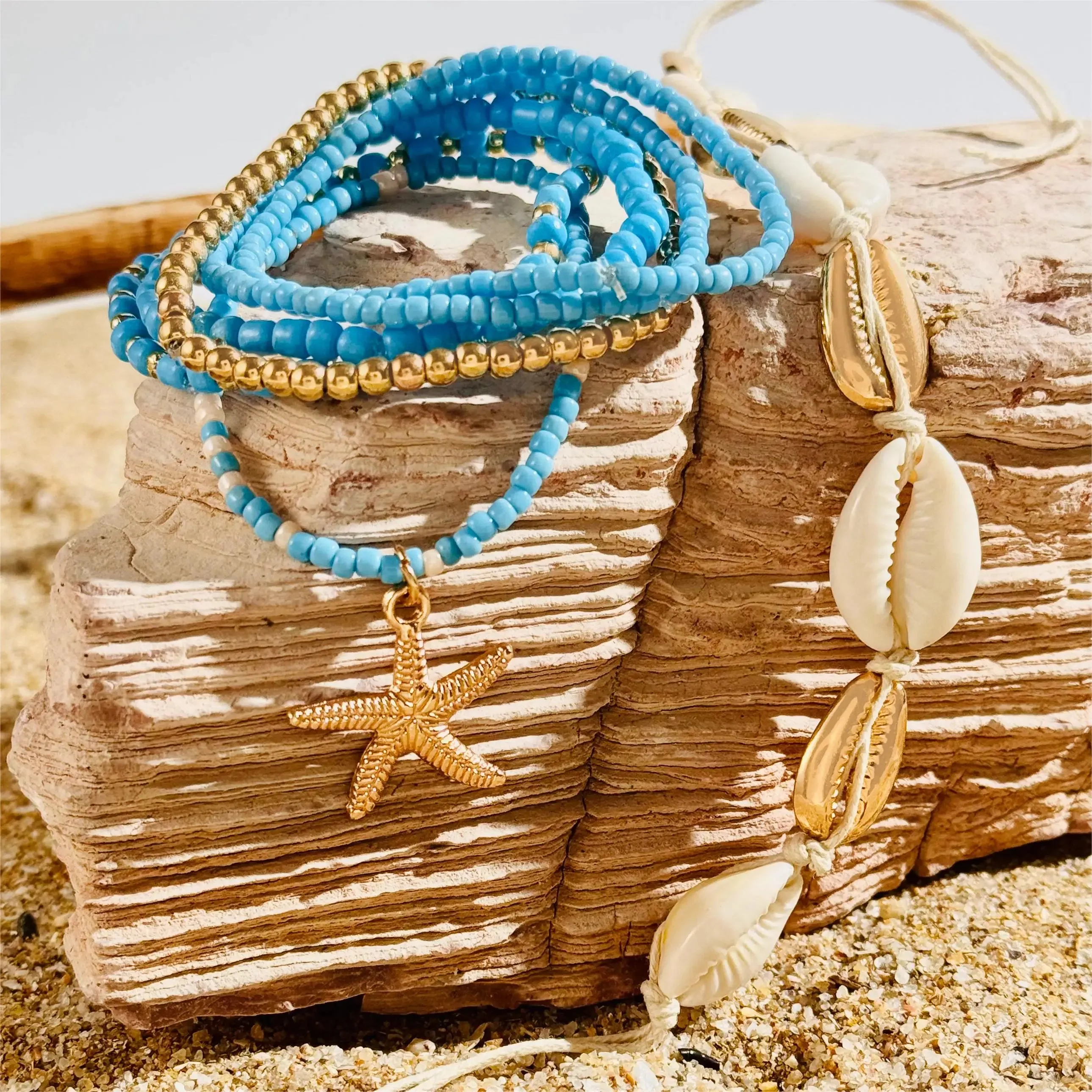Bohemia Shell Starfish Bracelet Set Women Sand Beach Multilayer Bracelet Jewelry Party 7pcs/set