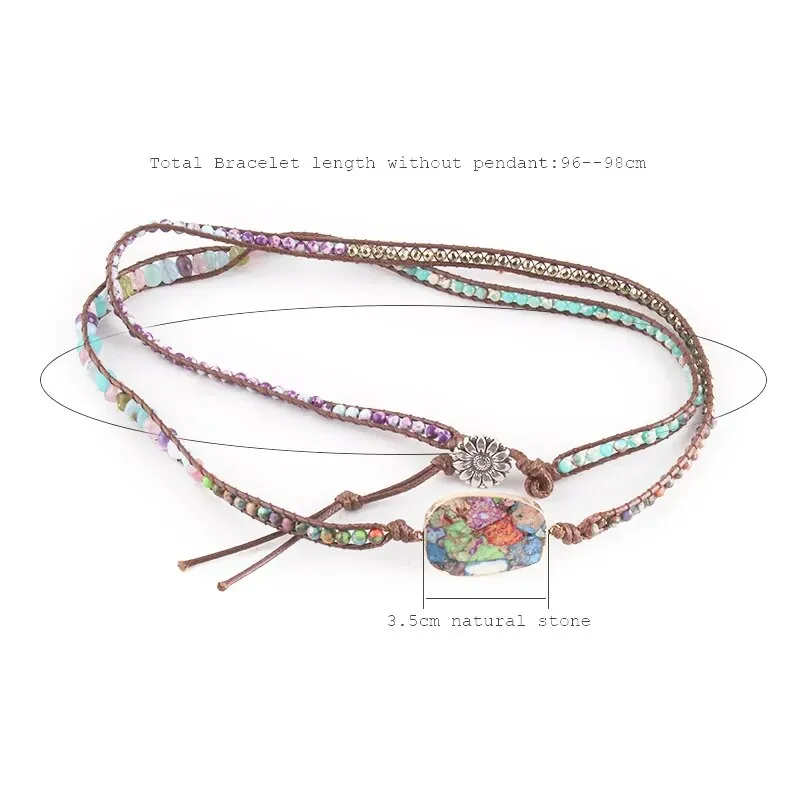 Boho Handmade Mixed Natural Stone Bracelet, Wrap Bracelet, Natural Stone Jewelry