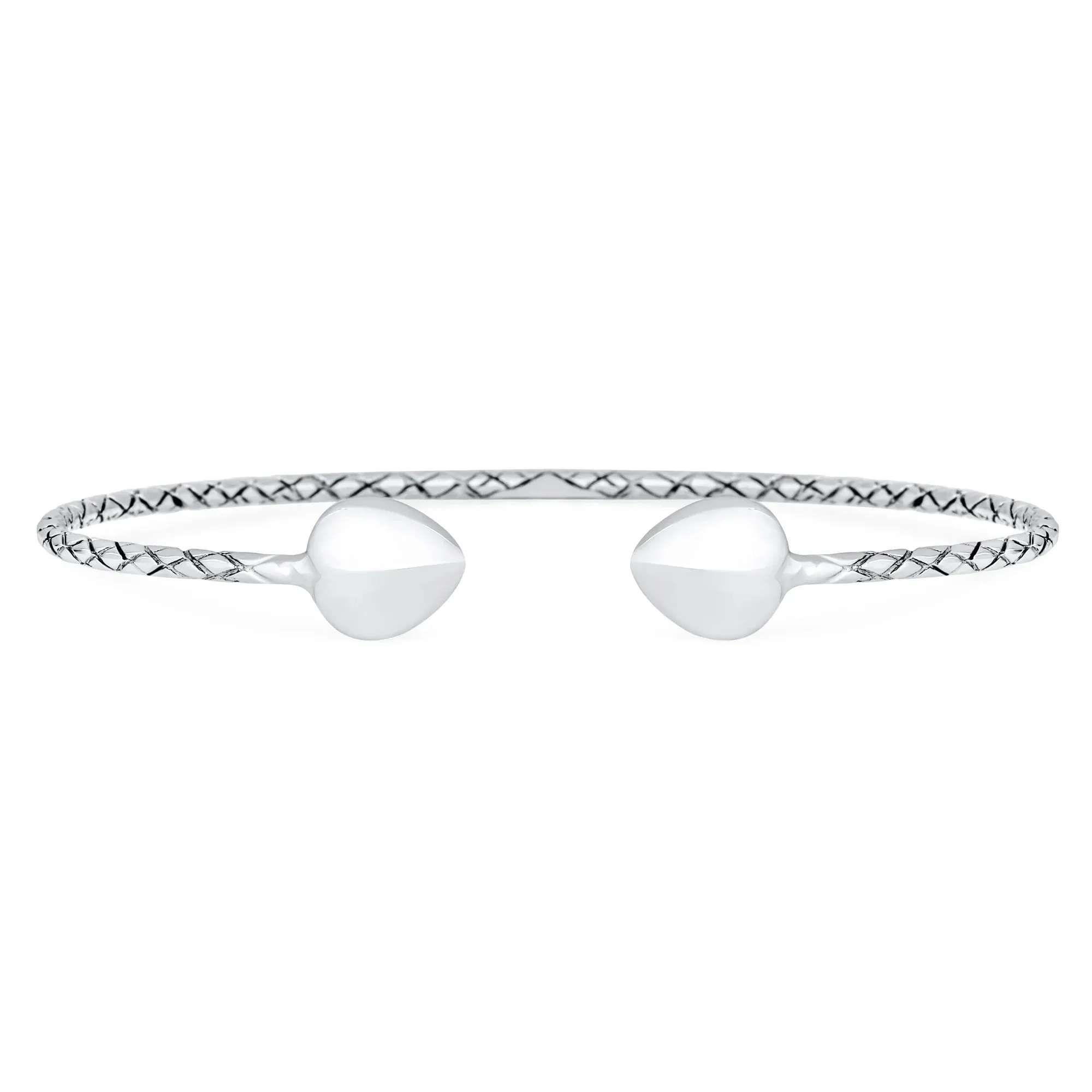 Boho Western Arrow Heart Tips Twist Stackable Bangle Bracelet Silver 7.5 Inch