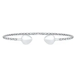 Boho Western Arrow Heart Tips Twist Stackable Bangle Bracelet Silver 7.5 Inch