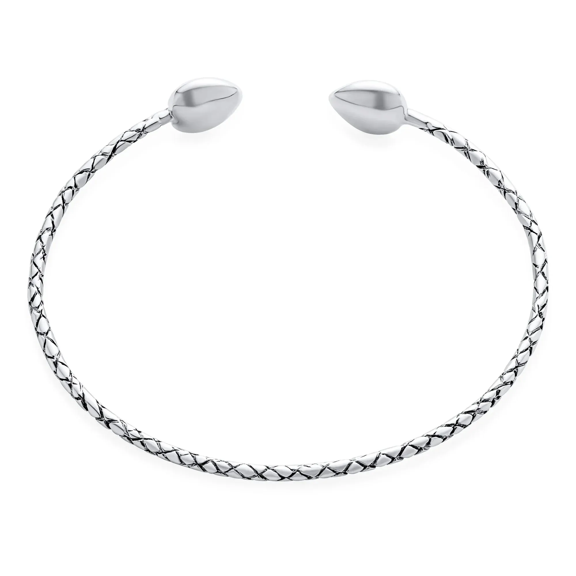 Boho Western Arrow Heart Tips Twist Stackable Bangle Bracelet Silver 7.5 Inch