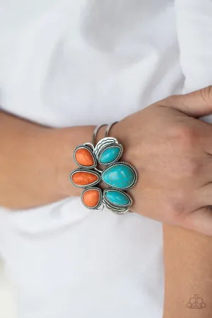 Botanical Badlands - Orange - and Turquoise Stone Paparazzi Hinge Bracelet