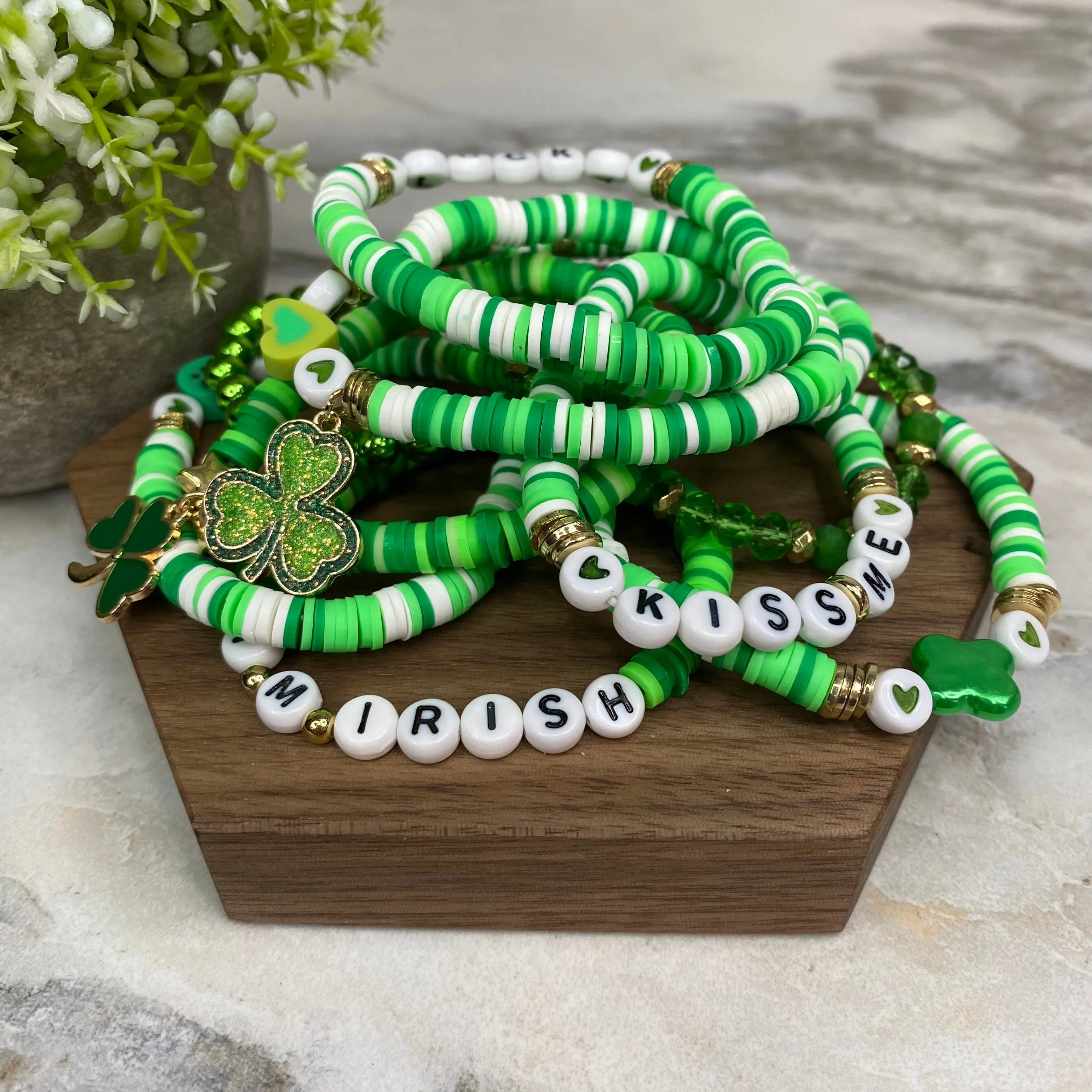 Bracelet - Clay   Bead - St. Patrick’s Day Mix