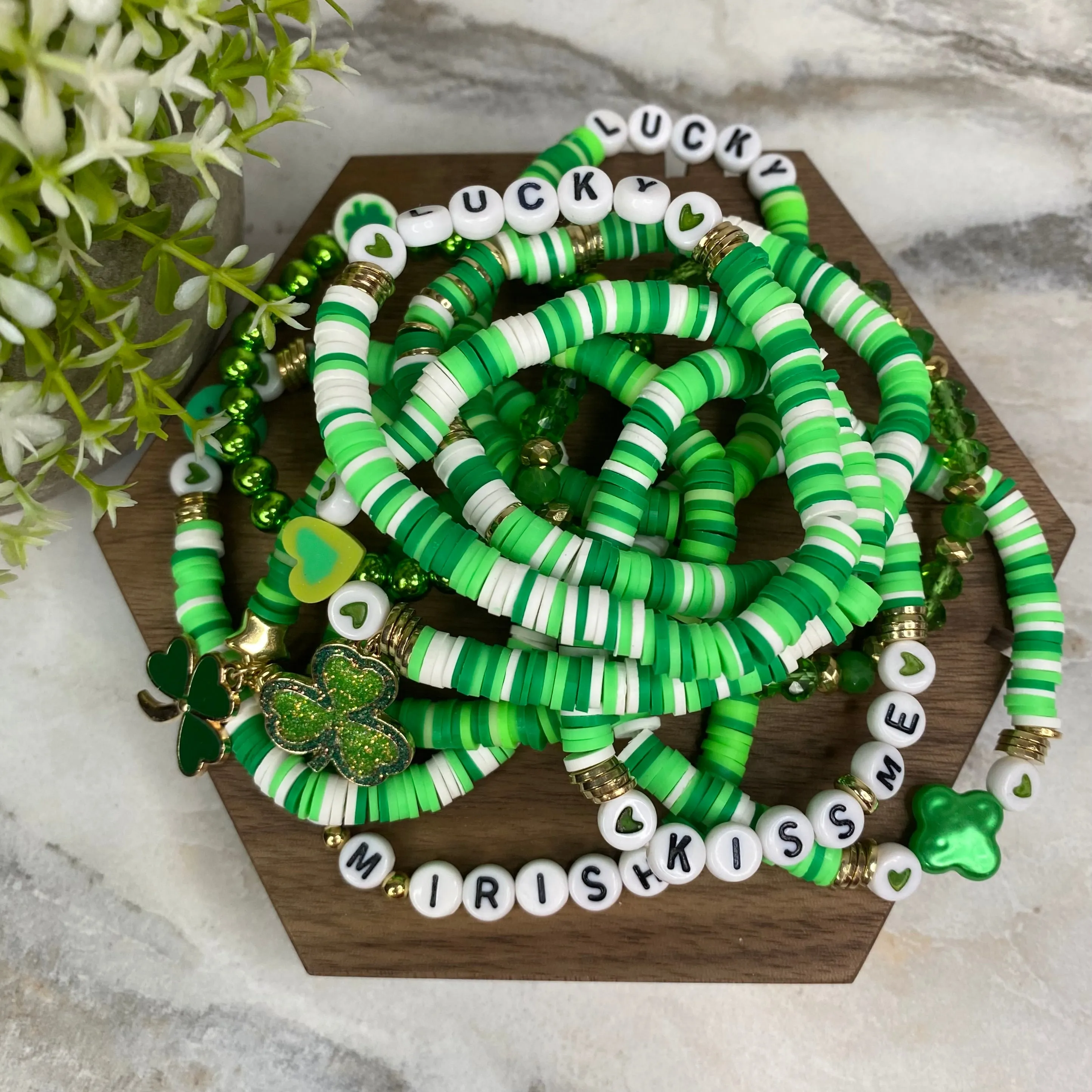 Bracelet - Clay   Bead - St. Patrick’s Day Mix