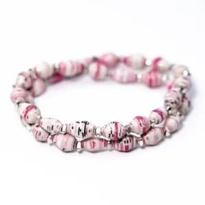 Bracelet -  Pink Lace Double Wrap Multi