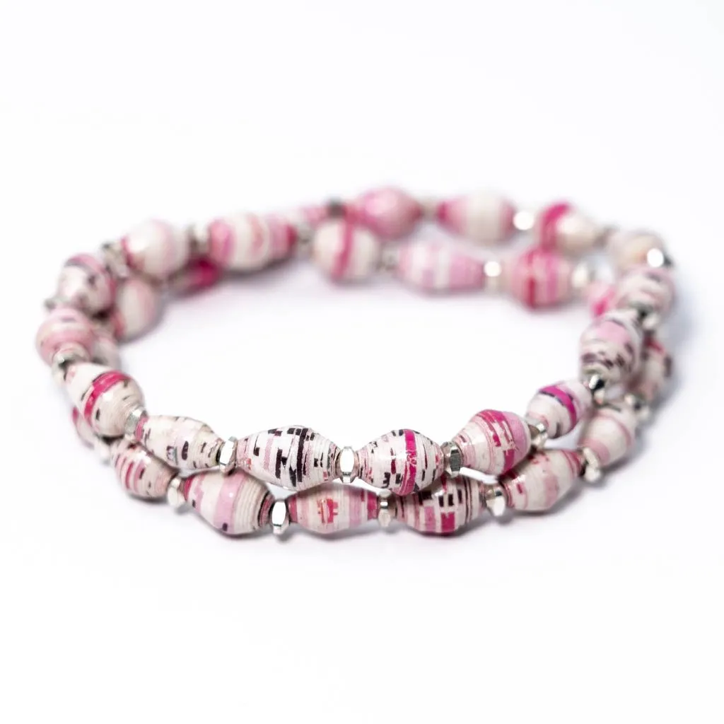 Bracelet -  Pink Lace Double Wrap Multi