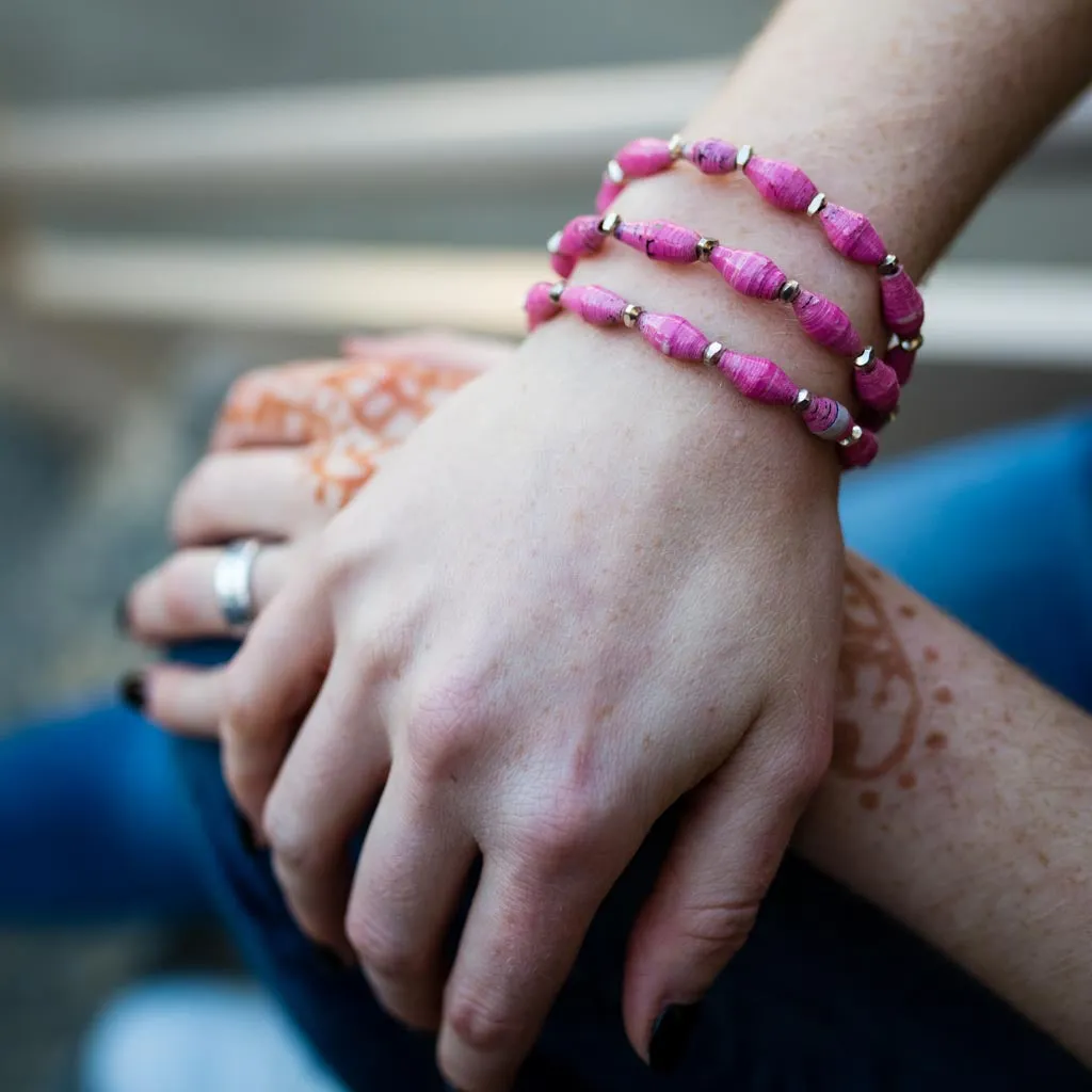 Bracelet - Think Pink Triple Wrap Multi
