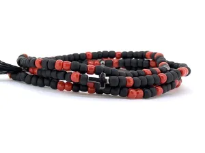 Bracelet wrap motif croix noir et rouge | Sing a Song