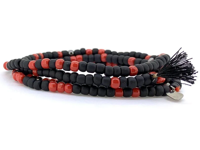 Bracelet wrap motif croix noir et rouge | Sing a Song