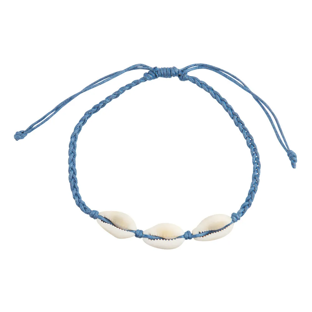 Braided Linen Triple Cowry Bracelet