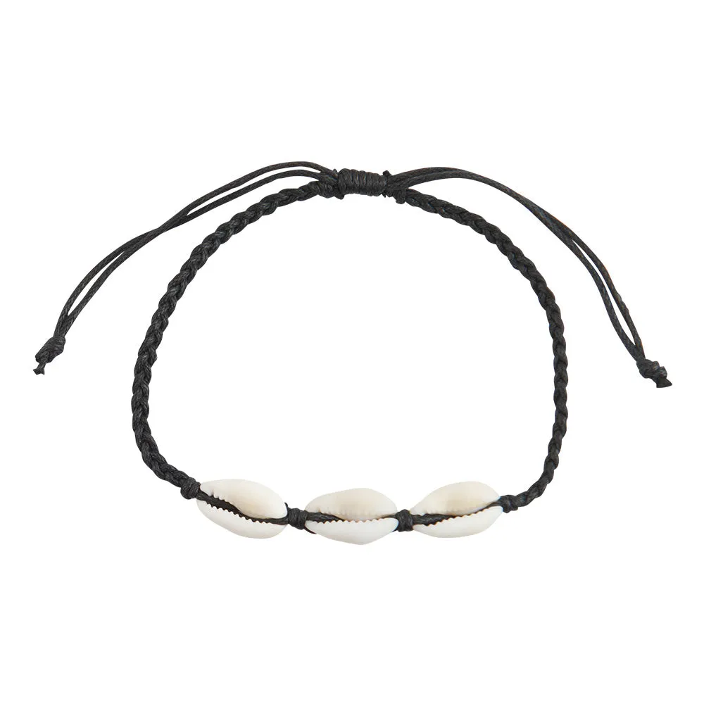 Braided Linen Triple Cowry Bracelet