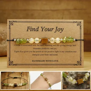 Buddha Stones Find Your Joy Peridot Citrine Tiger Eye Peace Rope Bracelet