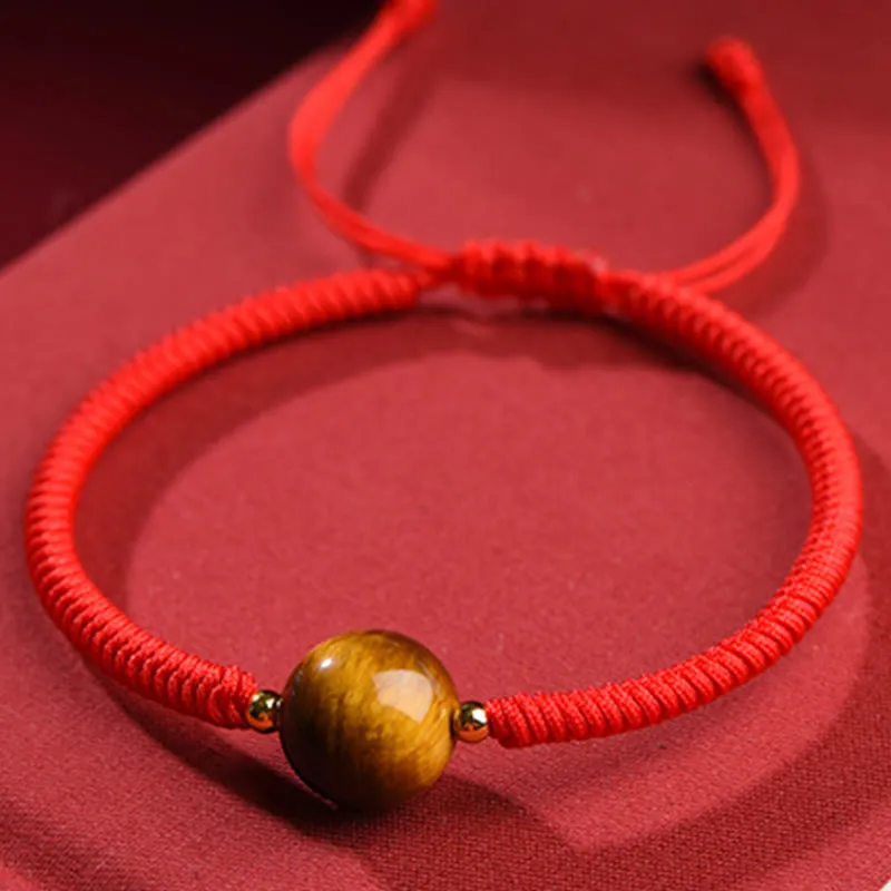 Buddha Stones Handmade Tiger Eye Bead Luck Protection Rope Bracelet
