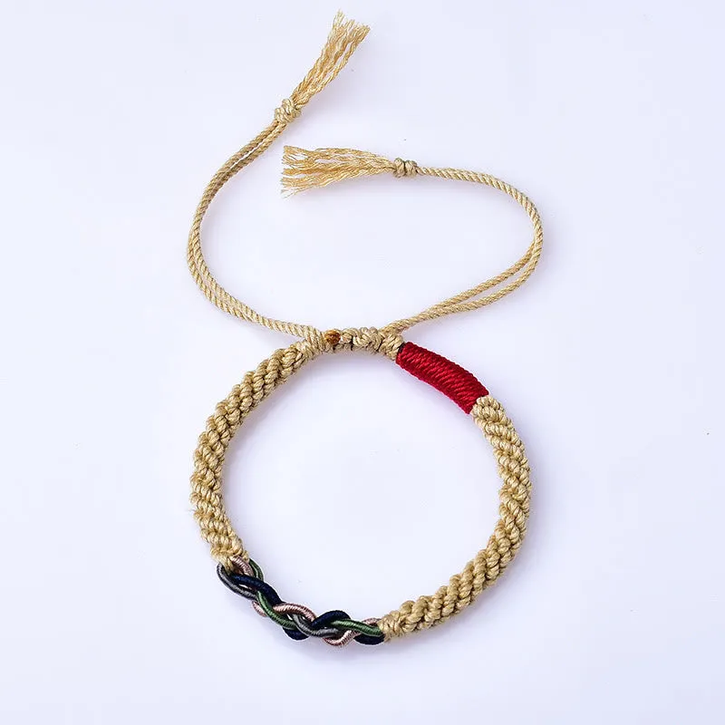Buddha Stones Tibetan Hand-rubbed Cotton Rope Luck Bracelet