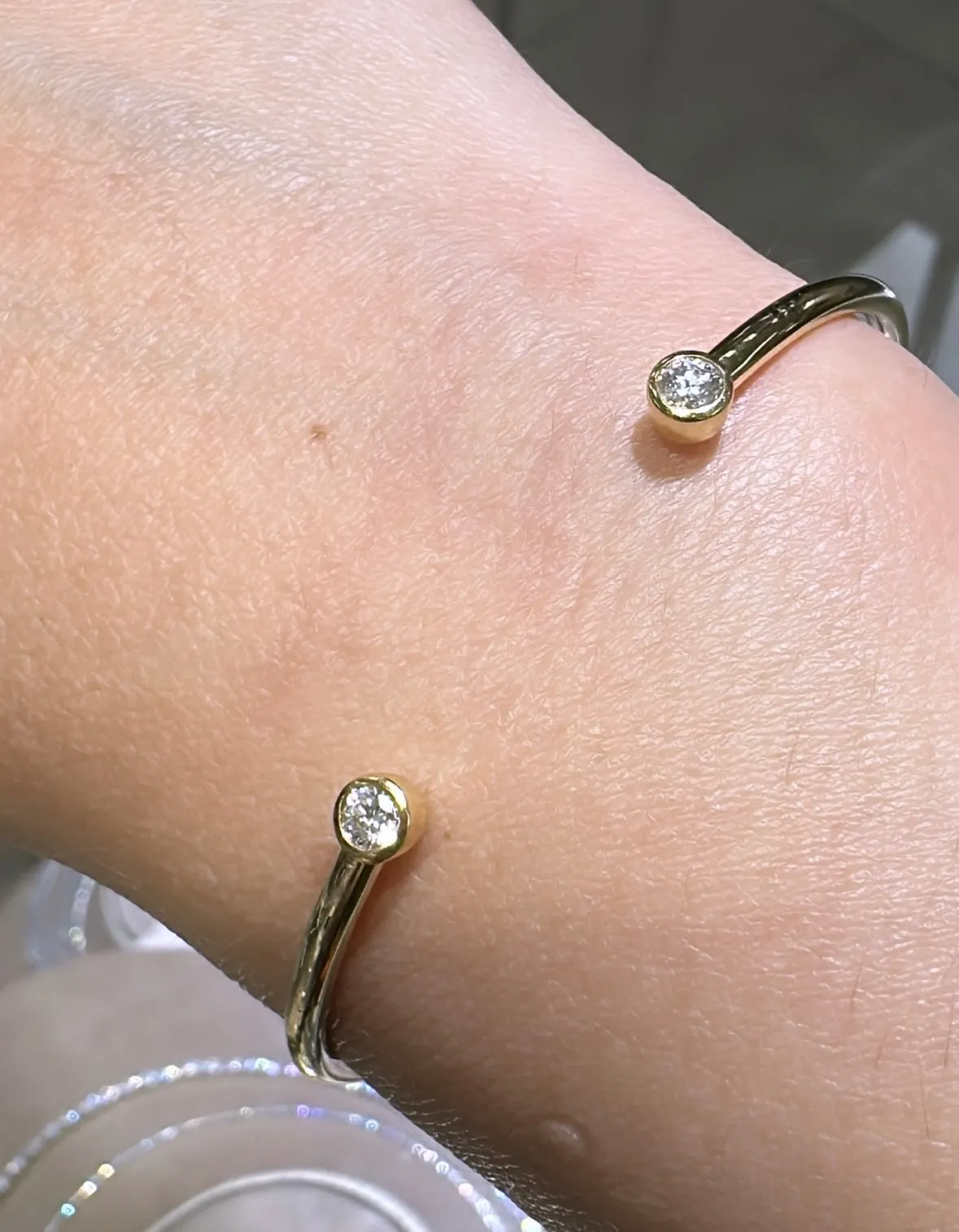 Burnish Set Marquise-cut Diamond Open Wrap Bangle Bracelet