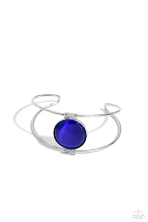 Candescent Cat's Eye - Blue - Round Cat's Eye Stone Paparazzi Cuff Bracelet