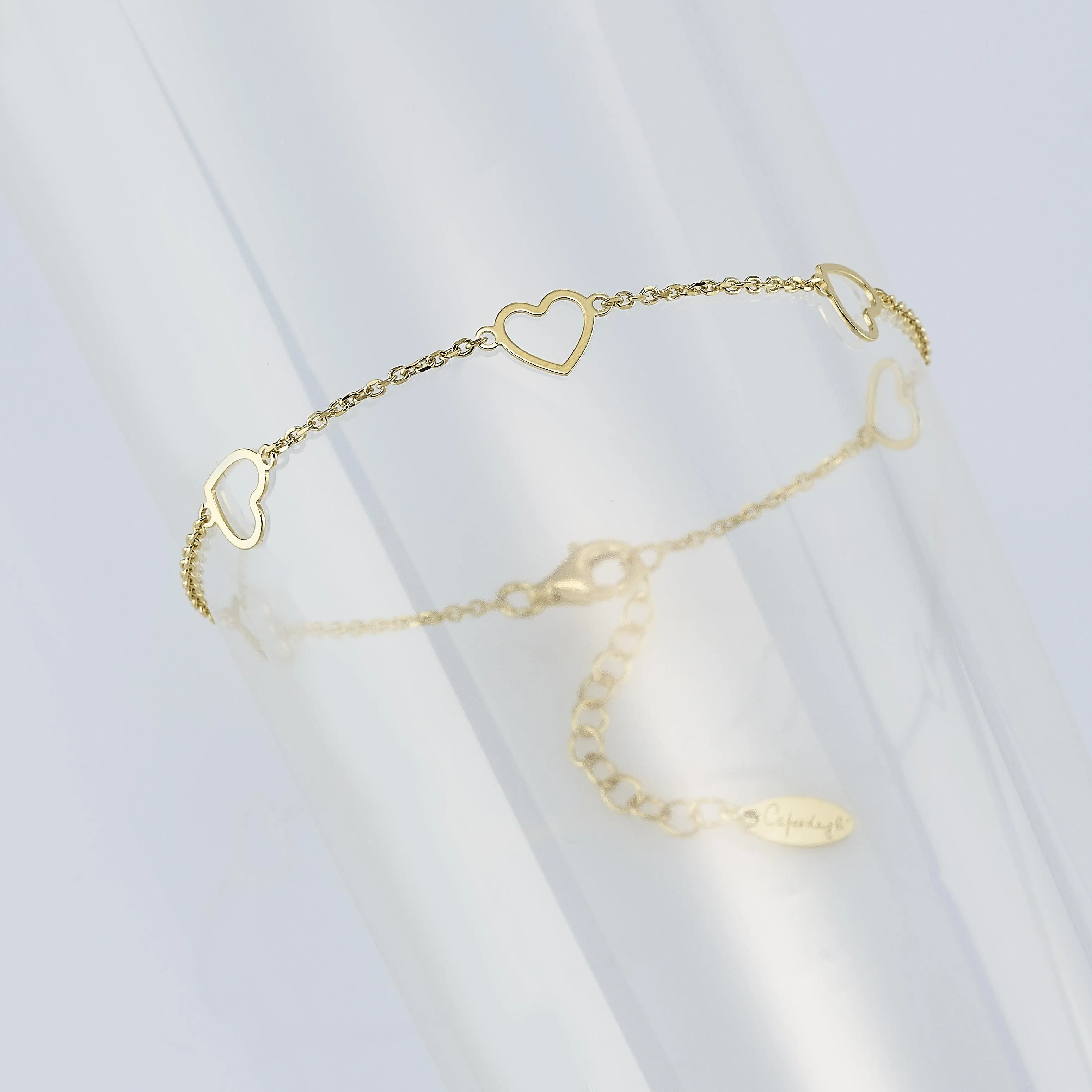 Capodagli Bracelet 5 Hearts with 925 silver thread Pvd finish yellow gold cpd-bra-arg-0001-G