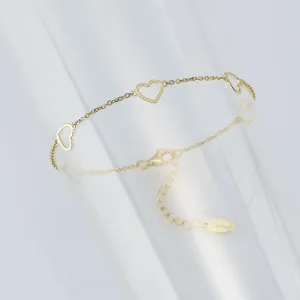 Capodagli Bracelet 5 Hearts with 925 silver thread Pvd finish yellow gold cpd-bra-arg-0001-G