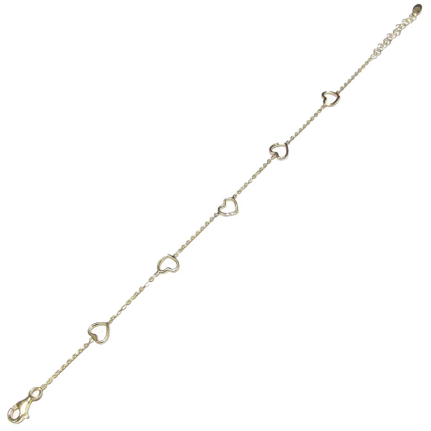 Capodagli Bracelet 5 Hearts with 925 silver thread Pvd finish yellow gold cpd-bra-arg-0001-G